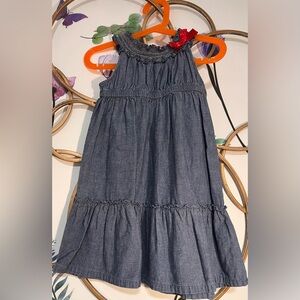 Charming Denim little girl Dress with Red Accent bow